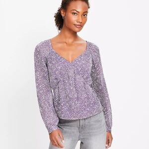 NWT Loft Tulip Floral Sweetheart Blouse Purple size Small